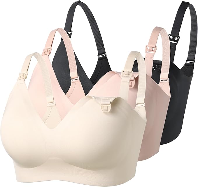 Momcozy Nursing Bras for Breastfeeding, YN21 Seamless Ultra Comfort Maternity Bra, Natural Shape, Pregnancy Sleep Bralette