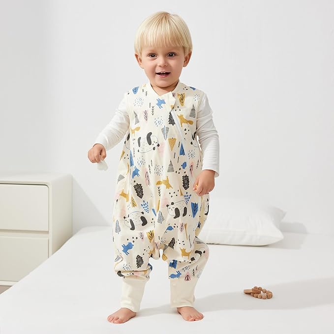 Duomiaomiao 2 Pack 0.5 TOG Toddler Sleep Sack 6-12 Months 100% Cotton Lightweight Baby Sleep Sack with Feet, Breathable Comfy Toddler Wearable Blanket