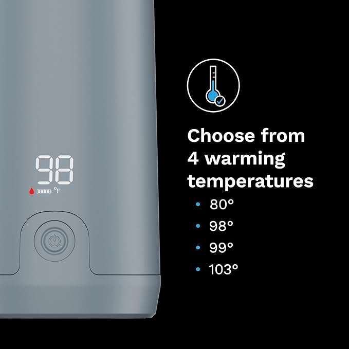 Baby Brezza Portable Warmer – 67% Faster Baby Bottle Warming - Travel Breastmilk and Formula Warmer - Safe, Even Heating - Up to 9oz - No Adapters, Grey