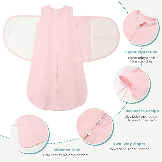 LILBESTIE Baby Swaddle Sleep Sack, 1.0 Tog New-Parent-Friendly Swaddle for Newborns & infant 6-12 Months Baby Wearable Blanket Reduce Startle Reflex, Newborn Boys Girls Registry Essentials