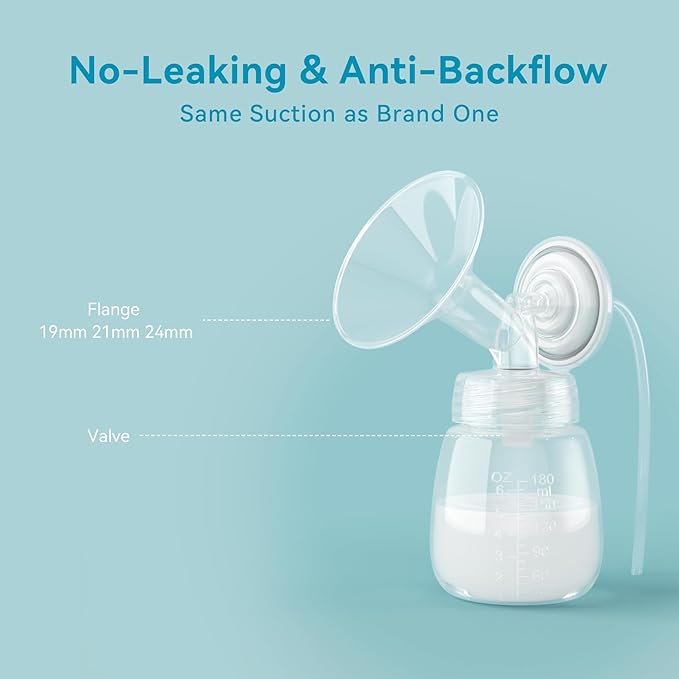 6PCS 20mm Breast Pump Flanges, Duckbill Valves Compatible with Spectra S1/S2/9Plus/Synergy Gold, Motif Luna, Wide-Mouth Bottle Fit, Breast Pump Accessories