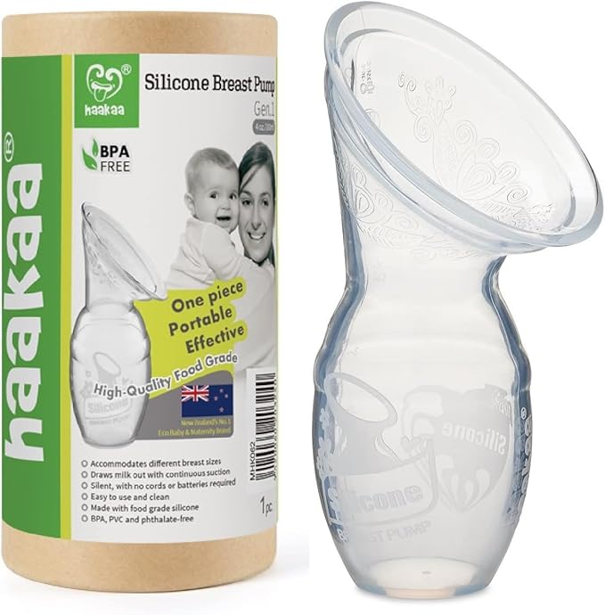Haakaa Silicone Breastfeeding Manual Breast Pump Milk Pump 100% Food Grade Silicone BPA PVC and Phthalate Free | 4 oz Capacity