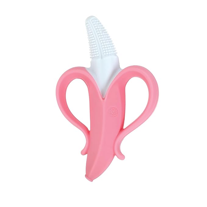 Nuby NanaNubs Banana Massaging Toothbrush - Baby Teething Toy - 3+ Months - Pink,(Pack of 12)