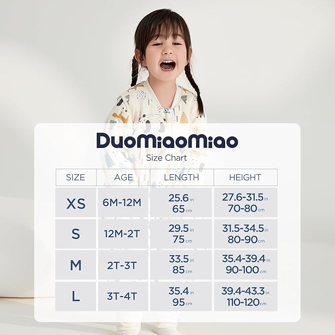 Duomiaomiao Unisex Baby Sleep Sack,3.5 TOG Baby Sleeping Bag,100% Cotton,Winter Cotton Toddler Sleeping Sack with Feet, 2-Way Zipper Sleeping Bag Sack for Early Walkers