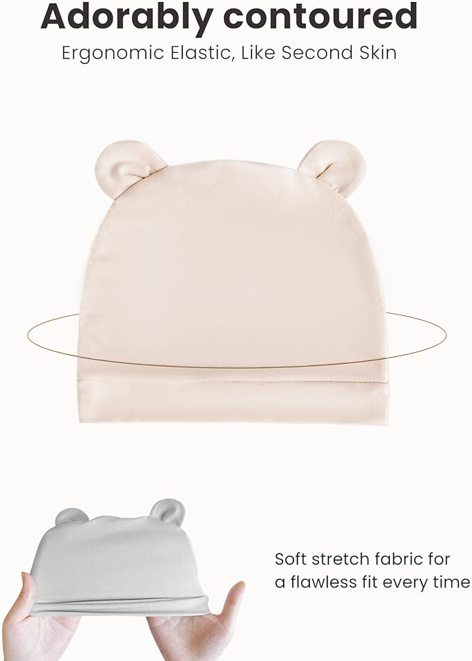 Konssy 6-Pack Baby Newborn Hats with Bear Ears Baby Beanie Hats - Soft Caps for Infant Boys & Girls, 0-3 Months