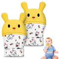 2Pack Silicone Teething Mitt, Rabbit Baby Teething Toy for 0-6 6-12 Months, Food Grade Silicone Infant Teething Mitten, BPA-Free Baby Chew Toys for Pain Relief, Sucking Needs