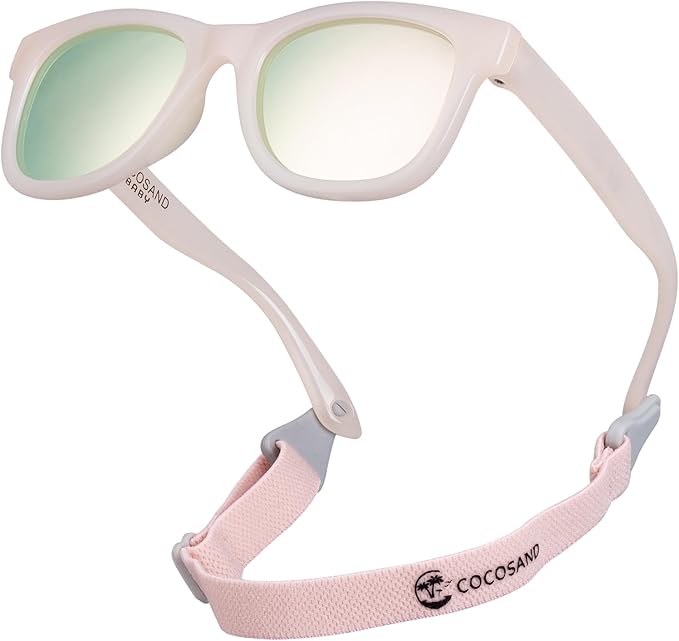 COCOSAND Flexible Baby Sunglasses with Strap Polarized UV Protection for Toddler Infant Newborn Boy Girl Age 0-24 Months