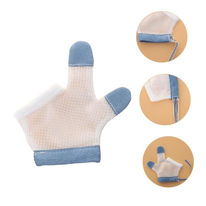 Teething Gloves Breathable Half-Finger Mitten for Anti-Scratch Comfortable Design Easy to Clean for Teething Relief
