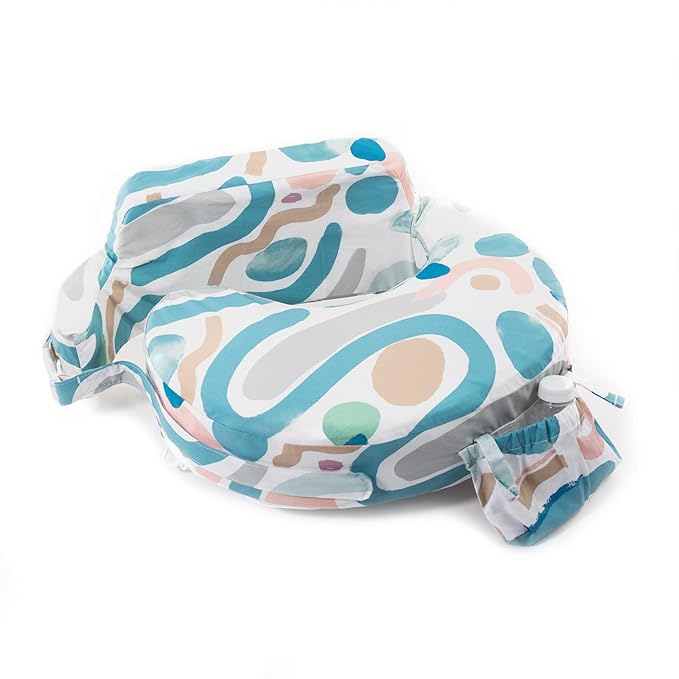 My Brest Friend Organic Cotton Super Deluxe Nursing Pillow - Enhanced Comfort & Ergonomic Breastfeeding Pillow - Ultimate Support For Mom & Baby - Adjustable with Handy Side Pocket, Modern Art