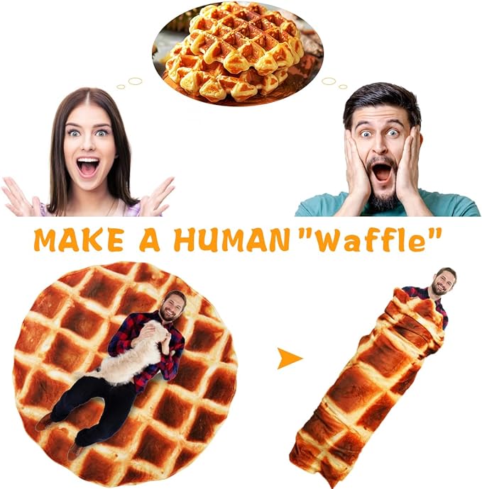 Waffle Blanket Adult/Kids/Baby,Tortilla Throw Blanket 80 Inch,Realistic Fleece Warm Soft Taco Blanket for Bed/Office/Travel/Gift