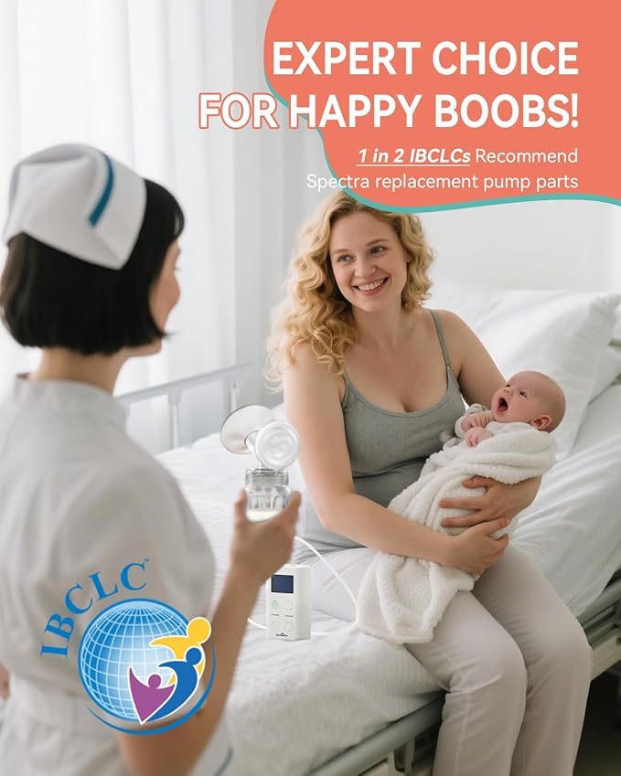 BPA-Free Breast Pump Replacement Parts: 2 Piece 25MM Flange & Valve Kit Compatible with Spectra S1/S2/9 Plus (Not Original Spectra Accessories)