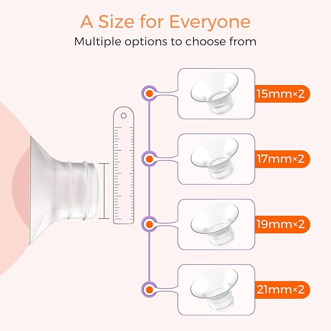 Flange Inserts - 8 Pack (15/17/19/21mm) - Compatible with Momcozy M5/M6/S12 Pro/S9 Pro/V1/V2,Spectra,Medela,Elvie,Lansinoh,24mm Breast Pump Replacement Pump Parts - BPA Free Silicone