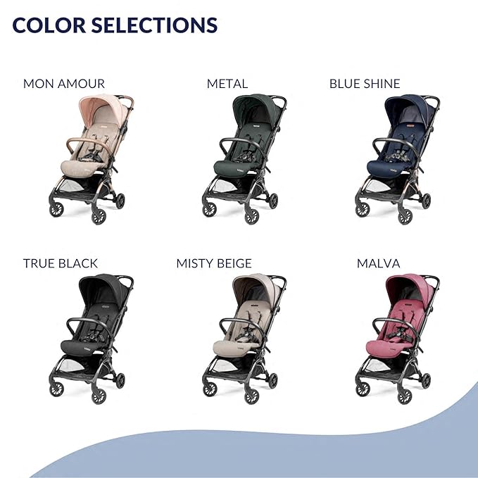Peg Perego Volo, Ultra Lightweight Carry On Compliant Travel Stroller, Adjustable Features & Reclining Seat - Designed for Everyday Comfort from Newborn to 50lbs, Malva (Dusty Rose)