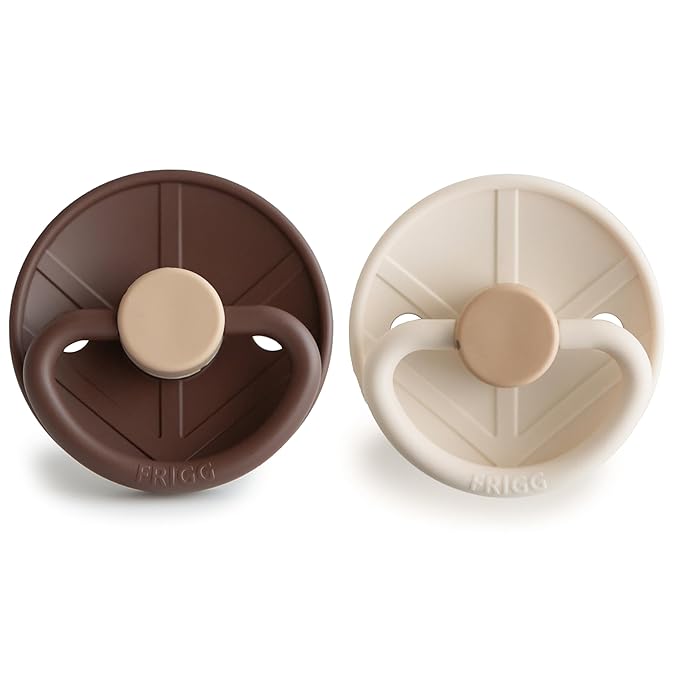 FRIGG Little Viking SilkySoft Silicone Baby Pacifier 2-Pack | Made in Denmark | BPA-Free (Cocoa/Cream, 0-6 Months)