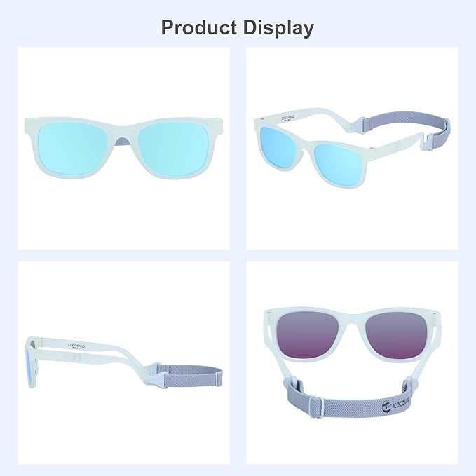 COCOSAND Flexible Baby Sunglasses with Strap Polarized UV Protection for Toddler Infant Newborn Boy Girl Age 0-24 Months