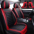 Leather Car Seat Covers for Toyota Corolla 2006-2024,Car Seat Covers Full Set,Seat Covers with Safety,Waterproof Seat Cover Compatible Airbag(5pcs Black&Red Bars Standard)