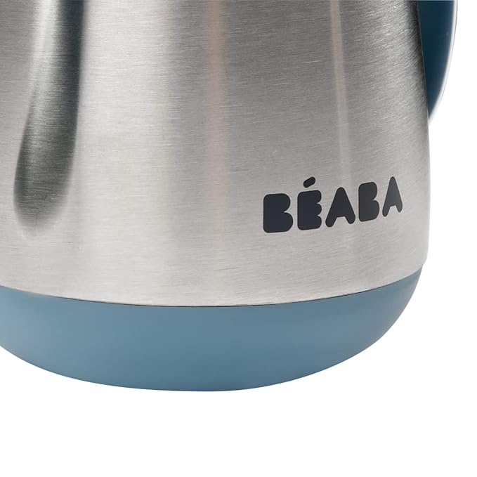 Beaba Stainless Steel Straw Sippy Cup, Insulated Toddler Cups Spill Proof with Removable Handles, Made with High Grade Stainless Steel, 8+ months, 8.5 oz (Rain)