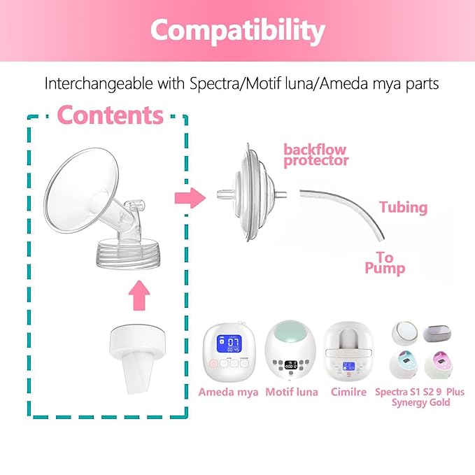 21mm 2 pc Flange Compatible with Spectra S2 Spectra S1 9 Plus Ameda MYA Motif Luna Breastpumps Replacement to Spectra Pump Parts and Spectra Flange. Compatible with Spectra Parts/Accessories