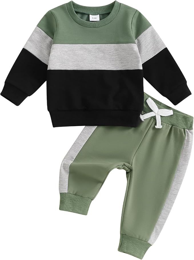 Toddler Baby Boy Fall Outfits Long Sleeve Crew Neck Pullover Sweatshirt + Jogger Pants Set Infant Winter Clothes