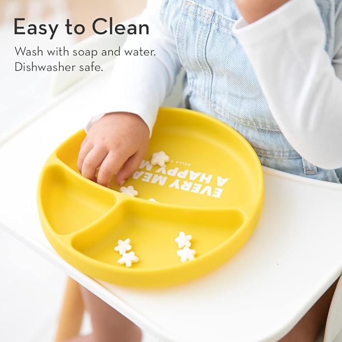 Bella Tunno Wonder Baby Plates – Silicone Suction Plates for Baby, Toddler, & Kids, Great for Baby Led Weaning, BPA Free, Kid and Baby Must Haves, 3 Sections (Happy Meal)