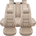 Seat Covers for Chrysler Car Town and Country 2000-2016 | 5-Seats Leather Seat Covers, Easy to Install Automotive Seat Covers Full Set (Full Set, Beige)