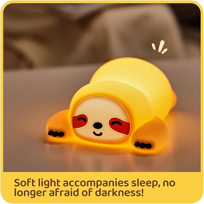 DREAMING MY DREAM Squishy Sloth Night Light,LED Novelty Animal Nightlight,3 Levels Dimmable,30Min Timer Nursery Nightlight for Kids, Bedroom Baby Boys Girls Gifts