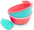 Silicone Easy Scoop & Hold Bowl Set – Adaptive Baby & Toddler Feeding Bowls with Clip-On Rim and Handle – Helps Build Independence & Coordination – 2 Pack – Dishwasher Safe (Watermelon)