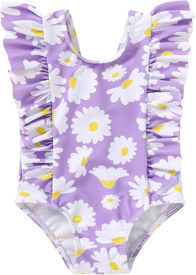 Newborn Baby Girl Ruffle Swimsuit Infant Toddler One Piece Floral Bikini Beach Bathing Swimwear Set