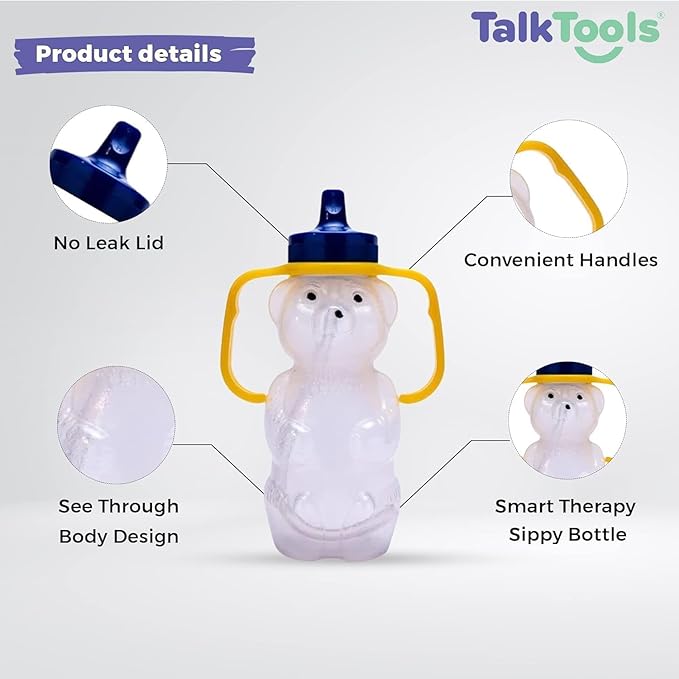 TalkTools Honey Bear Straw Cup, Dishwasher Safe Baby Drinking Bottle, Premium Food-Grade Material, Honeybear Sippy Cup for Ages 4+ Months, Trainer for Babies, Kids and Toddlers (2pack 7oz)