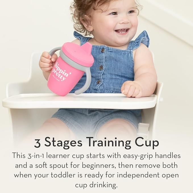 Bella Tunno Sippy Cup, Silicone Training Cup with Transition Handles for Infants, Toddlers & Kids, Babies 6-12 Months & Toddlers 1-3 Years, Boys & Girls I'll Drink to That, 8 oz