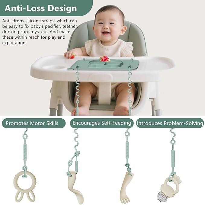 2 Pack Silicone Baby Placemats with Non-Slip Strong Suction Base and Anti-Drop 8 Stretchable Straps, BPA Free Food Grade Silicone Table Mats for Babies Toddlers, High Chair, Dining Tables,Beige+Pink