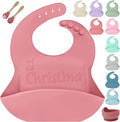 SRdrew Personalized Silicone Bibs Set Custom Engraved Name Icon Toddler Bib Durable Adjustable for Boy Girl