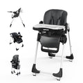 4 in 1 Baby High Chair, High Chairs for Babies and Toddlers, Foldable Highchair with 4 Wheels, 4 Levels of Recline and 7 Levels of Height Adjustment (Black)