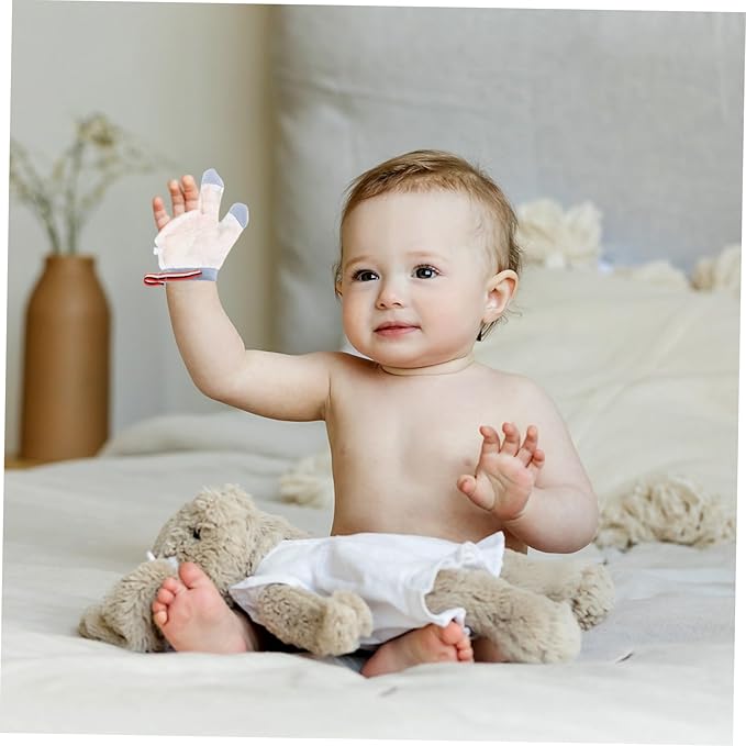Holibanna 1Pair Breathable Nylon Teething Mitten for Half Finger Design Comfortable Portable to Prevent Hand Biting for Summer Use S