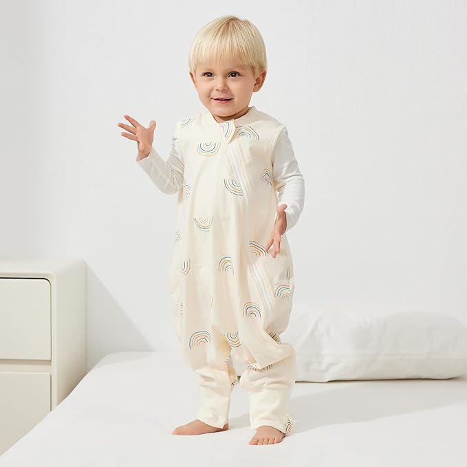 Duomiaomiao 2 Pack 0.5 TOG Toddler Sleep Sack 12-24 Months 100% Cotton Lightweight Baby Sleep Sack with Feet, Breathable Comfy Toddler Wearable Blanket