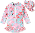 Aalizzwell Baby Girls Long Sleeve One Piece Swimsuit with Hat