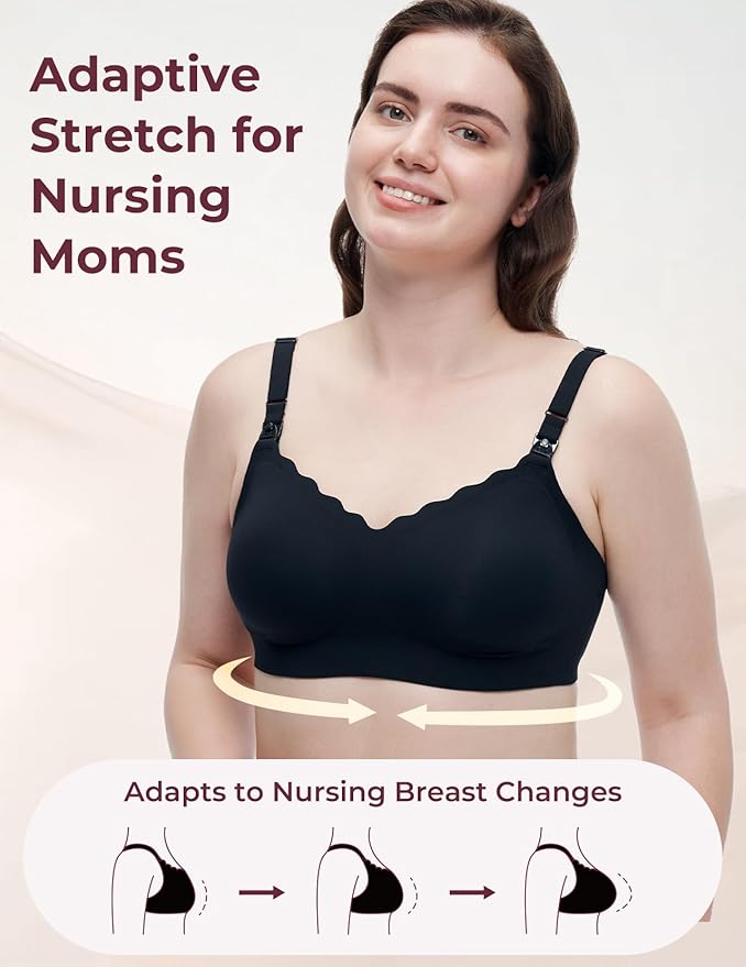 Momcozy 4-in-1 Pumping Bra Hands Free for All-Day Wear, Breast Pump Bra with Cooling Fabric Jelly Strip Support Nursing Bra