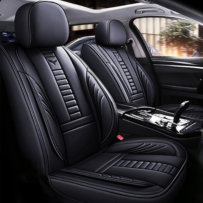 Auto Front Seat Covers fir for Suzuki 1999-2025 95% Models, 3D Front Split Bench Protection Compatible with Side Airbag Black & Black Line