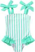 Happy Town Toddler Swimsuit Girl Solid Color Stripe One-Piece Baby Bathing Suits