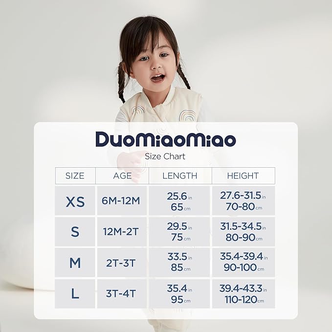 Duomiaomiao 2.5 TOG Toddler Sleep Sack 24-36 Months 100% Cotton Winter Side Open Zipper Baby Sleep Sack with Feet, Warm Toddler Wearable Blanket