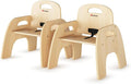 Foundations Simple Sitter Low Wood Feeding Chairs Multipack, Wide No-Tip Base, Adjustable Safety Harness, Stackable Wood Toddler Chairs with Food Service Grade Finish, 2 Pack (9 inch)