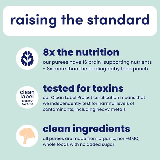Cerebelly Organic Baby Food Pouches, Carrot Chickpea Purees, 16 Nutrients, No Added Sugar, Fiber & Non-GMO, 4oz, 6 Pack