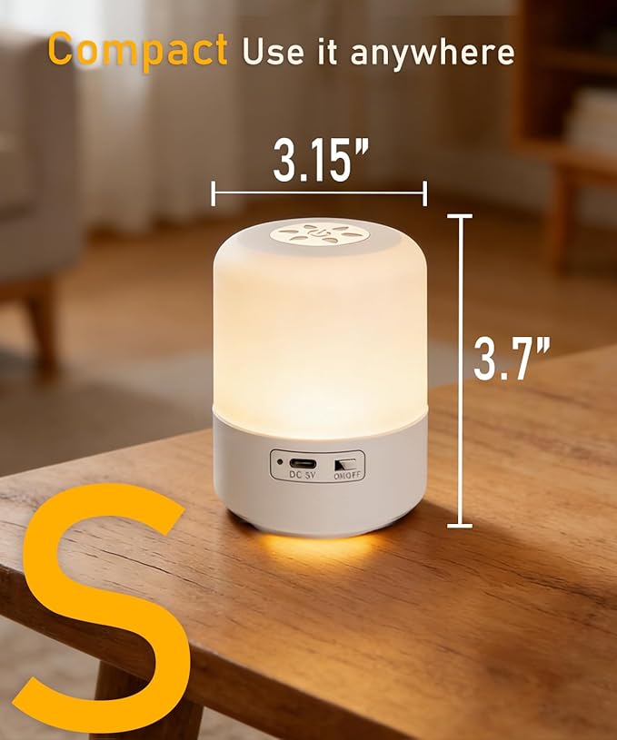 Portable Baby Night Light, Dimmable and 3 Light Color Touch Nursery Lamp, Soft Eye Caring, Rechargeable Cordless LED Night Light for Kids Adults