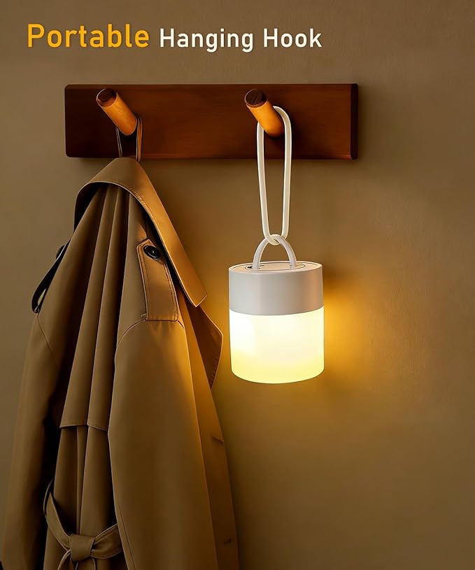 Portable Baby Night Light, Dimmable and 3 Light Color Touch Nursery Lamp, Soft Eye Caring, Rechargeable Cordless LED Night Light for Kids Adults