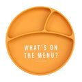 Bella Tunno Suction Plate for Babies & Toddlers, Self-Feeding Dish for Baby Led Weaning, Silicone Divided Plate, Sticks to Highchair Trays & Tables, Microwave & Dishwasher Safe, What’s on the Menu