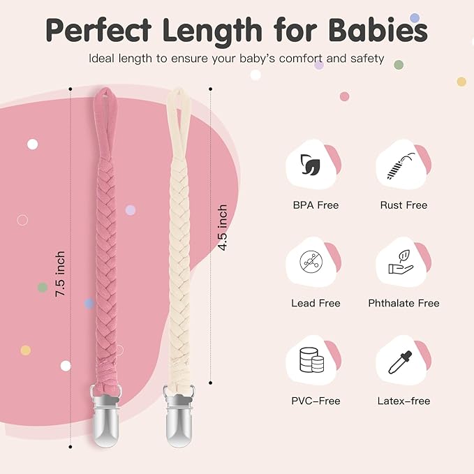 Baby Pacifier Clip, Baby Pacifier Holder for Boys and Girls, Universal Fit for All Pacifiers & Teething Toys - Modern Unisex Baby Gift…
