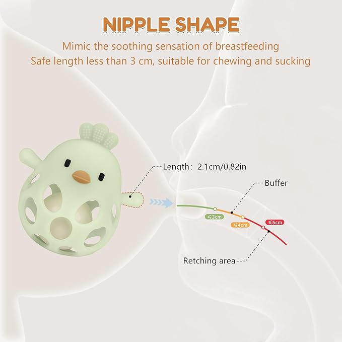 MCGMITT Baby Teething Toys for 3-6 Months, Easy Grasp Silicone Infant Rattle Teether Toy for 0-12 Months, BPA-Free Food Grade Baby Montessori Sensory Toys, Soft Infant Chew Toys for Teething Relief