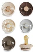FRIGG Natural Rubber Baby Pacifier 6-Pack Earthy Wonder | Made in Denmark | BPA-Free (6-18 Months)
