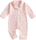 Balaflyie Baby Girl Button Down Pajamas Romper One-Piece Jumpsuit Long Sleeve Sleeper Infant Sleepwear