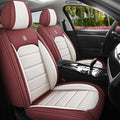 Leather Seat Cover for Ford Edge 2010-2026,Waterproof Soft Seat Covers,Interior Accessories Seat Covers Cushion Vehicle Protector Airbag Compatible(Red&White,Full Set)